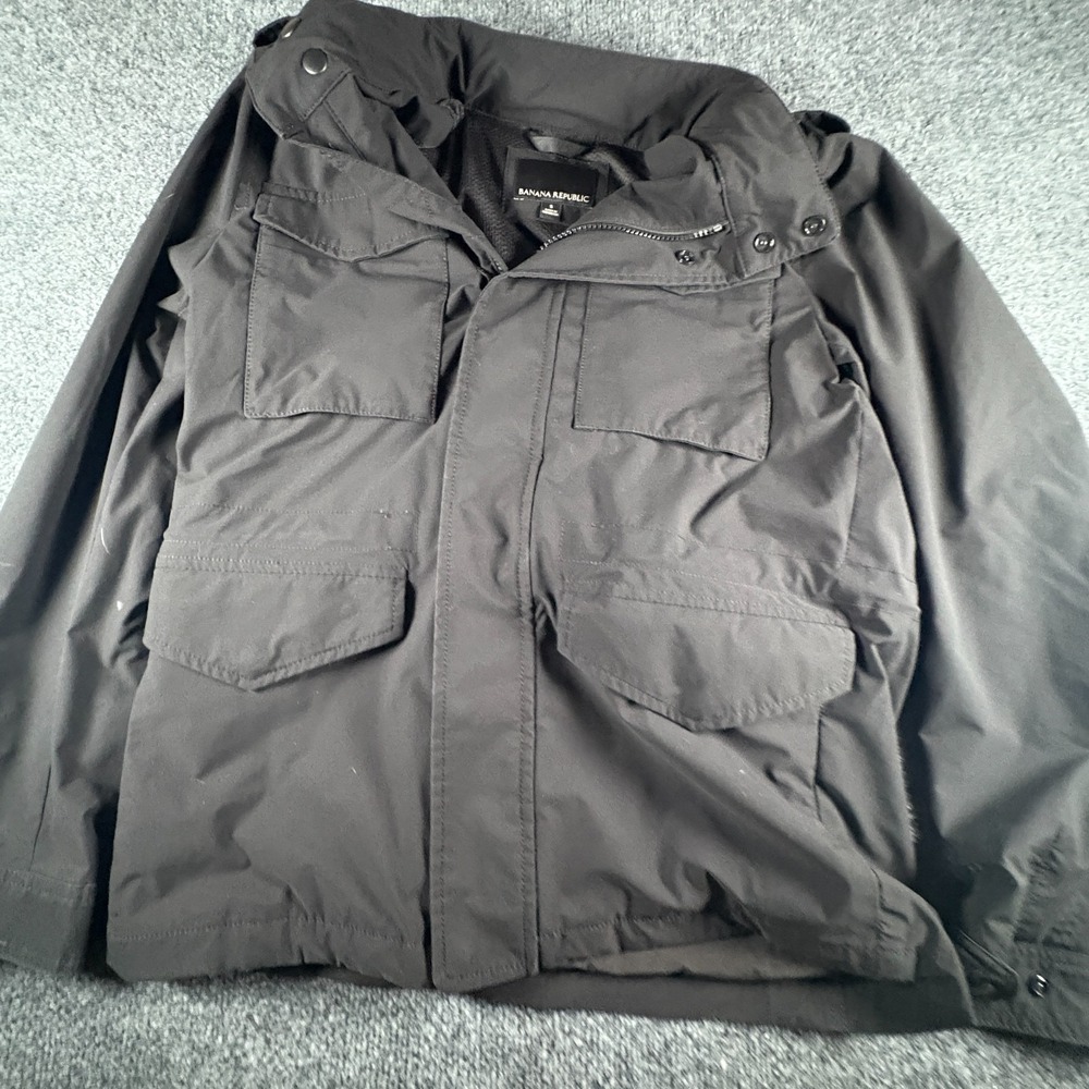 Banana Republic Motion-Tech Jacket Men Small Black Field Water Repellent Stretch